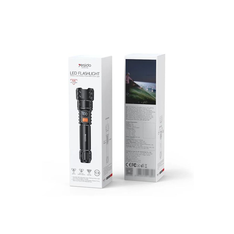 Yesido TC10 Flashlight 220lm Black